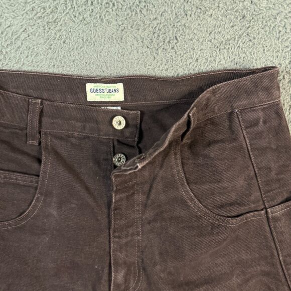 Vintage Guess Jeans Mens 32x34 Brown Relaxed Tapered Fit Y2K 90s Made in USA - Picture 3 of 14